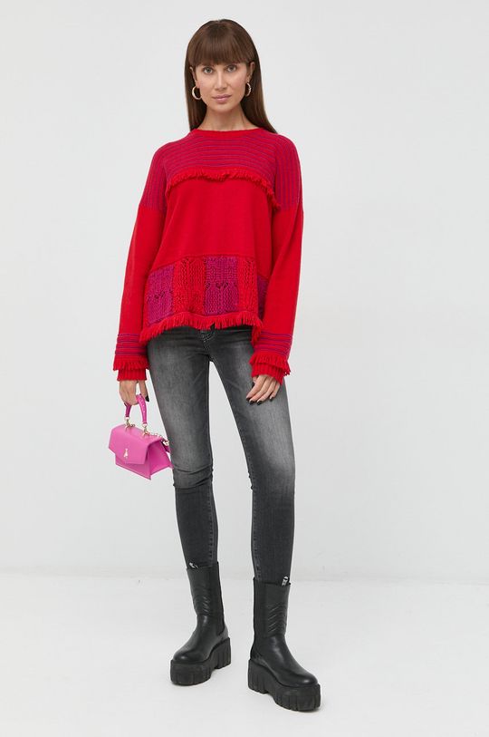 Twinset pulover din amestec de casmir rosu