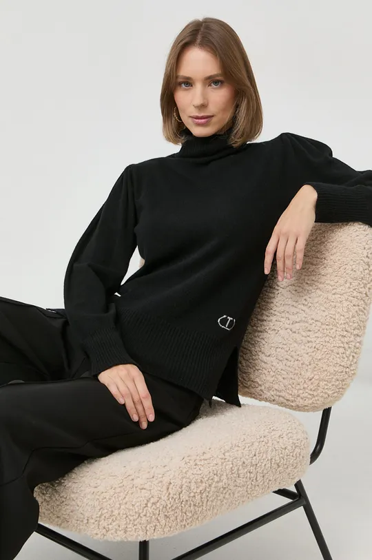 czarny Twinset sweter wełniany Damski
