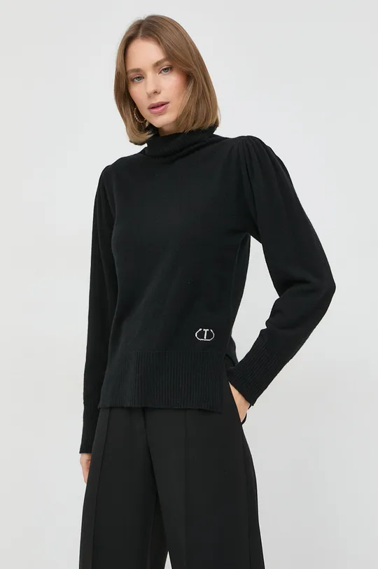 fekete Twinset gyapjú pulóver