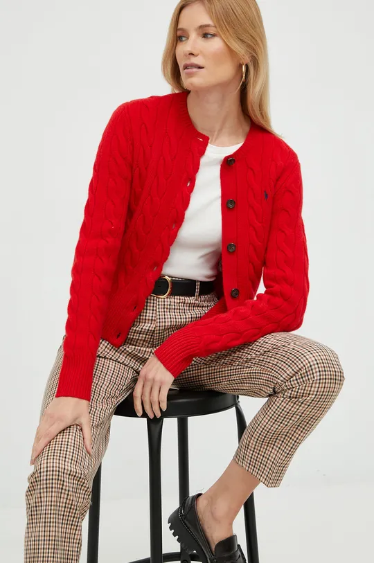 κόκκινο Μάλλινη ζακέτα Polo Ralph Lauren Γυναικεία