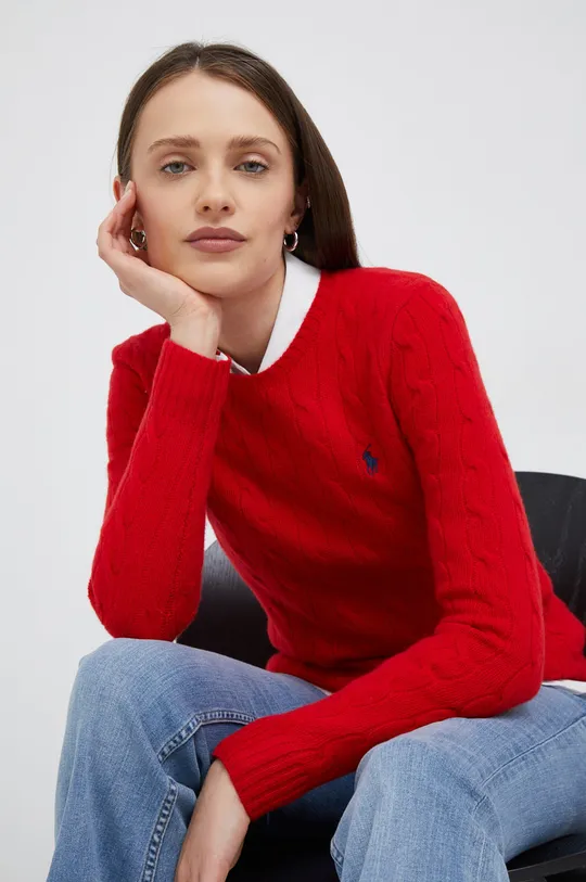 czerwony Polo Ralph Lauren sweter wełniany Damski