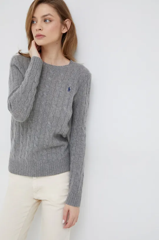 γκρί Μάλλινο πουλόβερ Polo Ralph Lauren Γυναικεία