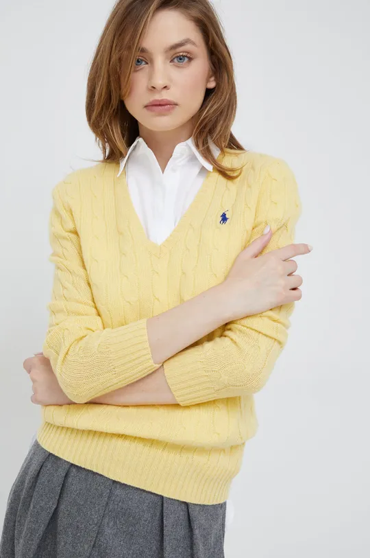 żółty Polo Ralph Lauren sweter wełniany 211875832002 Damski