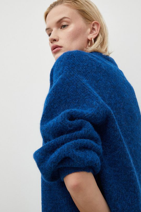 albastru Gestuz pulover de lana De femei