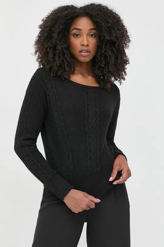 fekete Guess gyapjúkeverék pulóver Női