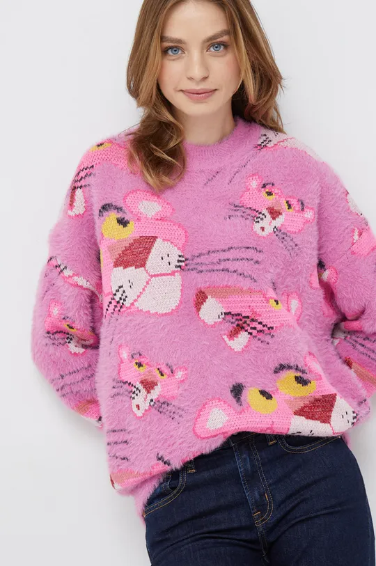 rózsaszín Desigual gyapjúkeverék pulóver Női