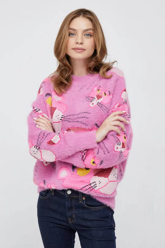 rózsaszín Desigual gyapjúkeverék pulóver