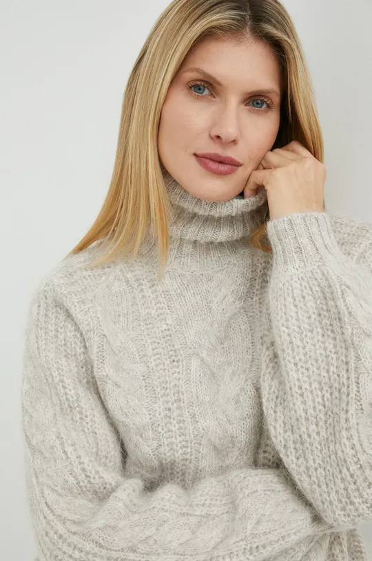 beżowy Bruuns Bazaar sweter wełniany Salvia Kaya Damski