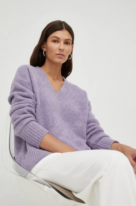 fioletowy Samsoe Samsoe sweter wełniany