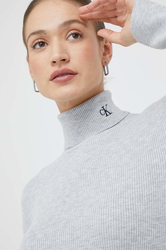 jasny szary Calvin Klein Jeans sweter z domieszką wełny