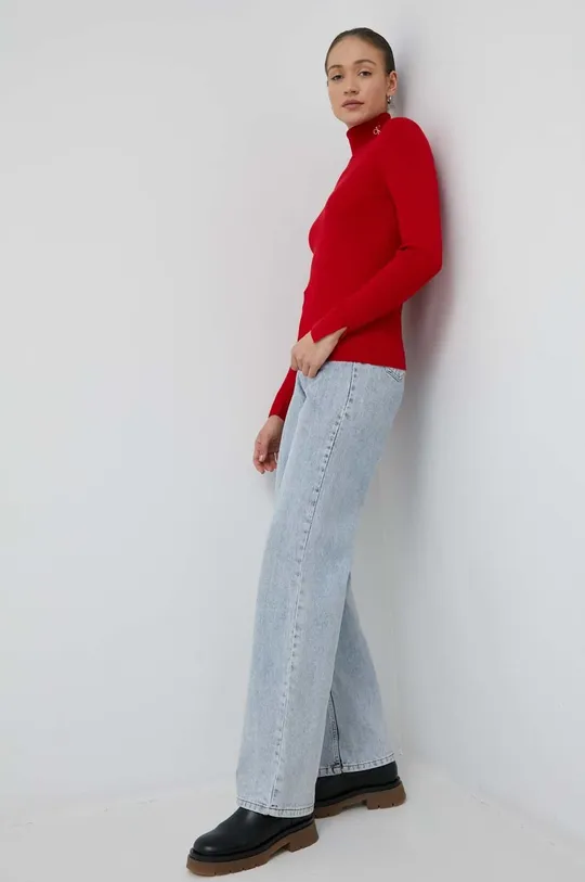 Rolák s prímesou vlny Calvin Klein Jeans červená