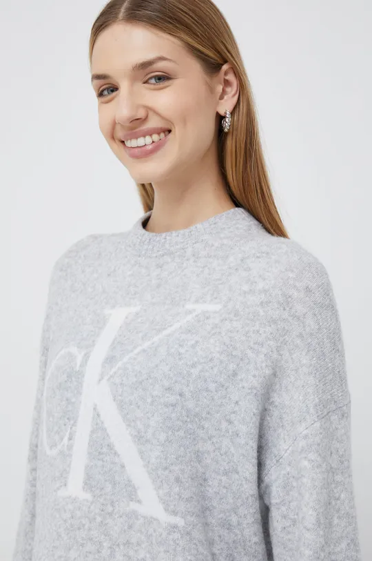 szary Calvin Klein Jeans sweter z domieszką wełny