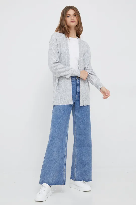 Kardigán s prímesou vlny Calvin Klein Jeans sivá