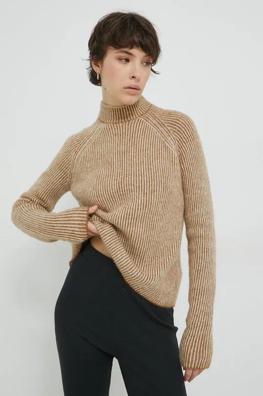 brązowy HUGO sweter z domieszką wełny Damski
