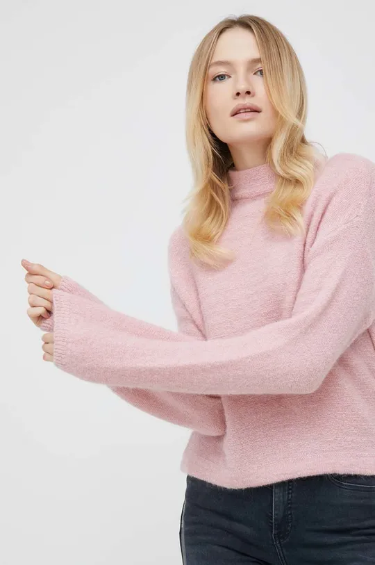 розовый свитер с примесью шерсти Sisley