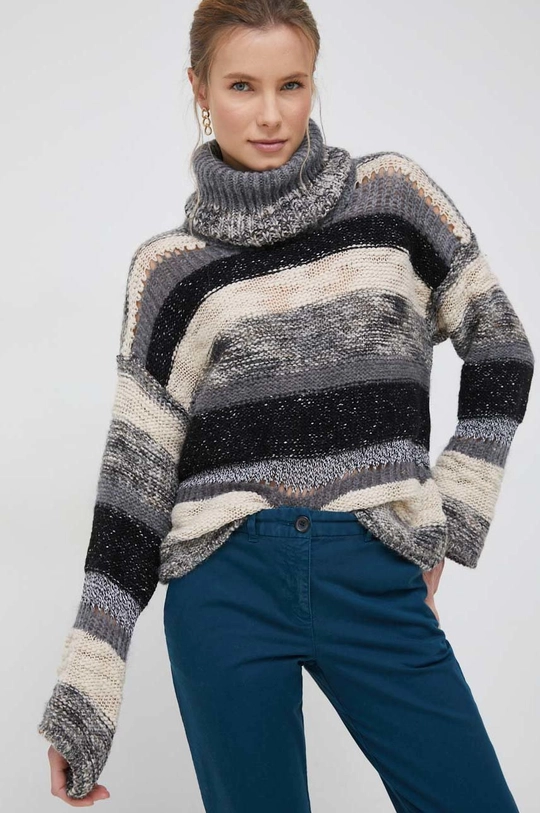 multicolor Sisley sweter z domieszką wełny Damski