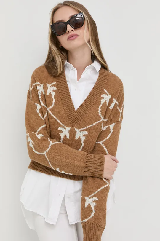 brązowy Pinko sweter wełniany Damski