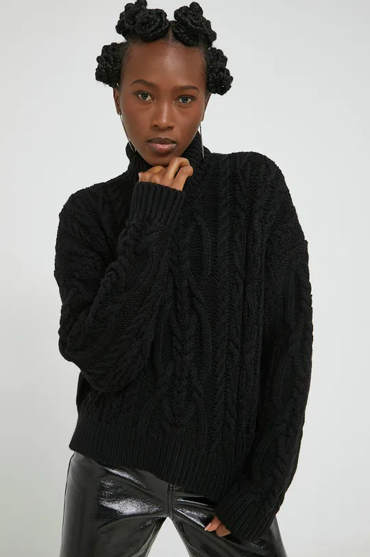 czarny Superdry sweter z domieszką wełny Damski