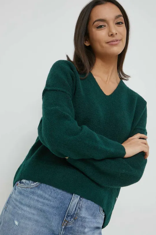 zielony Superdry sweter z domieszką wełny