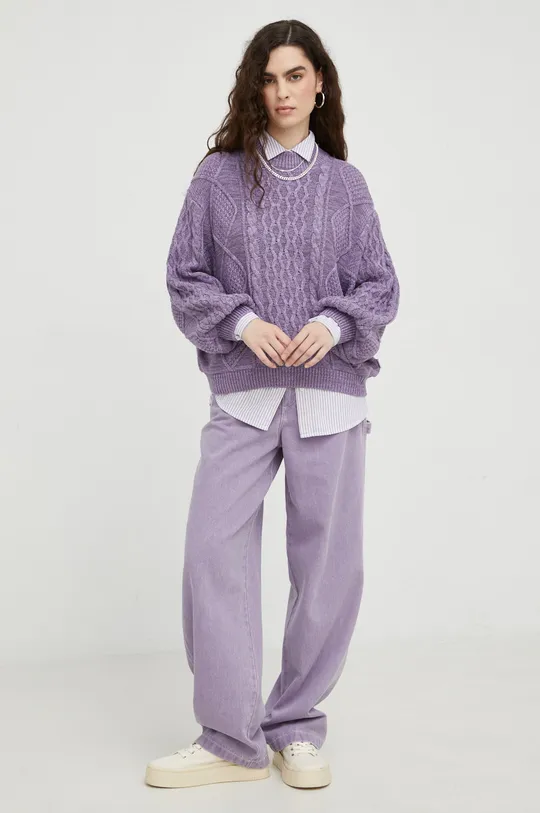 Wrangler sweter bawełniany fioletowy