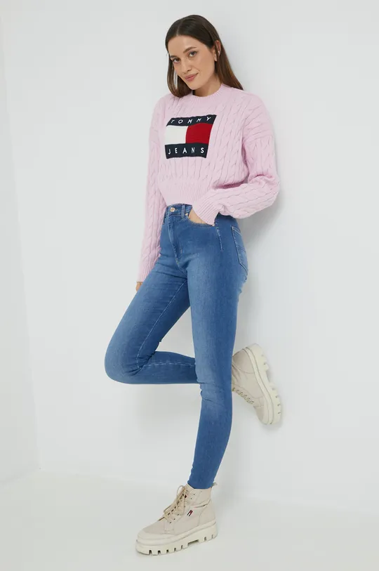 Tommy Jeans pulóver rózsaszín