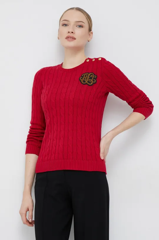 κόκκινο Βαμβακερό πουλόβερ Lauren Ralph Lauren Γυναικεία