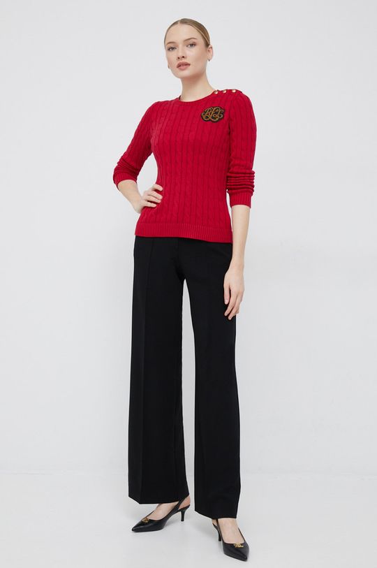Bavlněný svetr Lauren Ralph Lauren červená