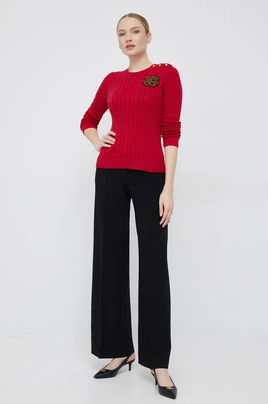 Βαμβακερό πουλόβερ Lauren Ralph Lauren κόκκινο