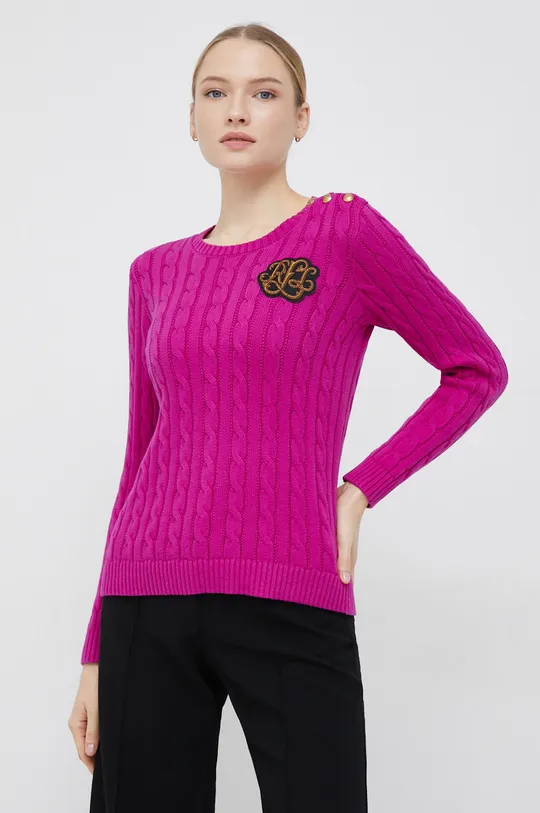 różowy Lauren Ralph Lauren sweter bawełniany Damski