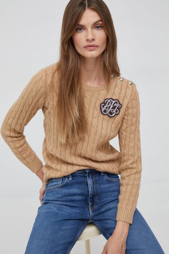 златисто-кафяв Памучен пуловер Lauren Ralph Lauren Жіночий