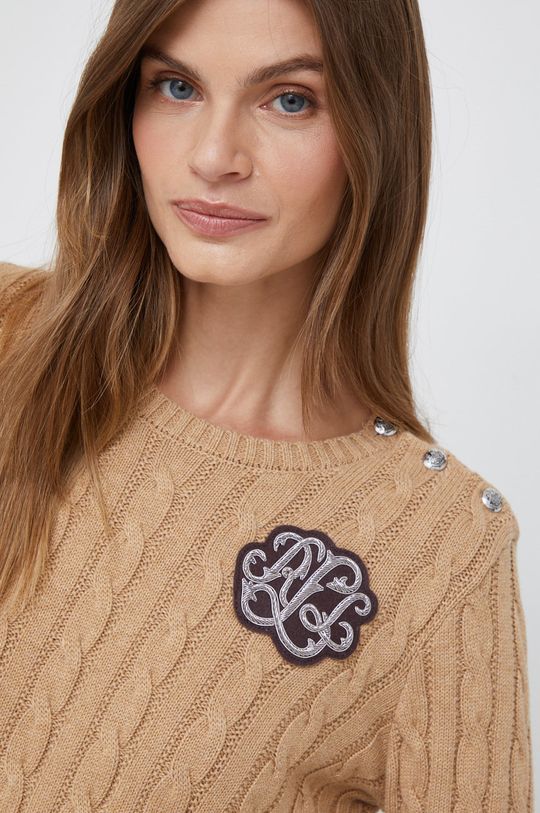 златисто-кафяв Памучен пуловер Lauren Ralph Lauren