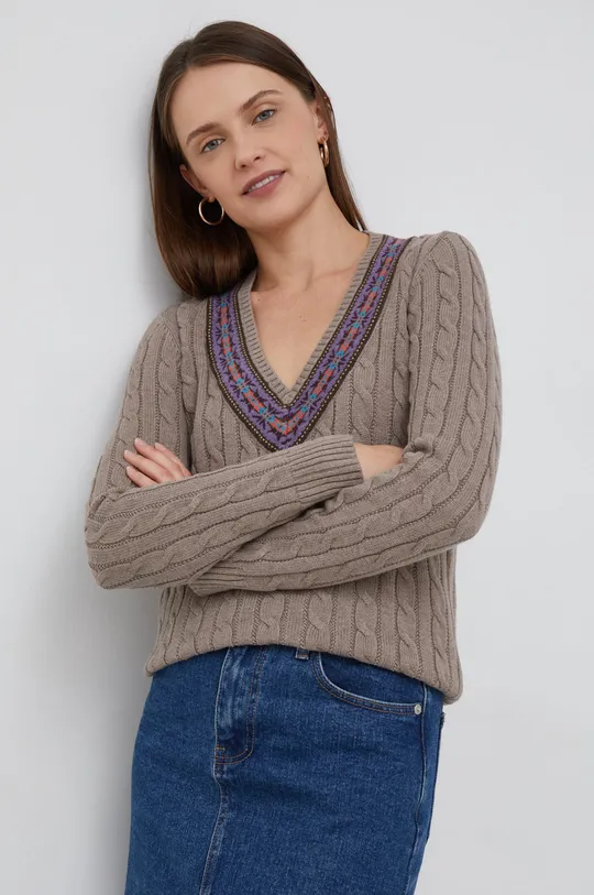 γκρί Βαμβακερό πουλόβερ Lauren Ralph Lauren Γυναικεία