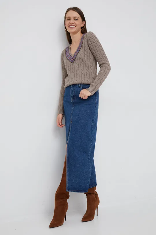 Βαμβακερό πουλόβερ Lauren Ralph Lauren γκρί