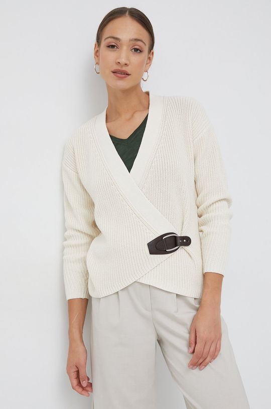 kremowy Lauren Ralph Lauren sweter bawełniany Damski