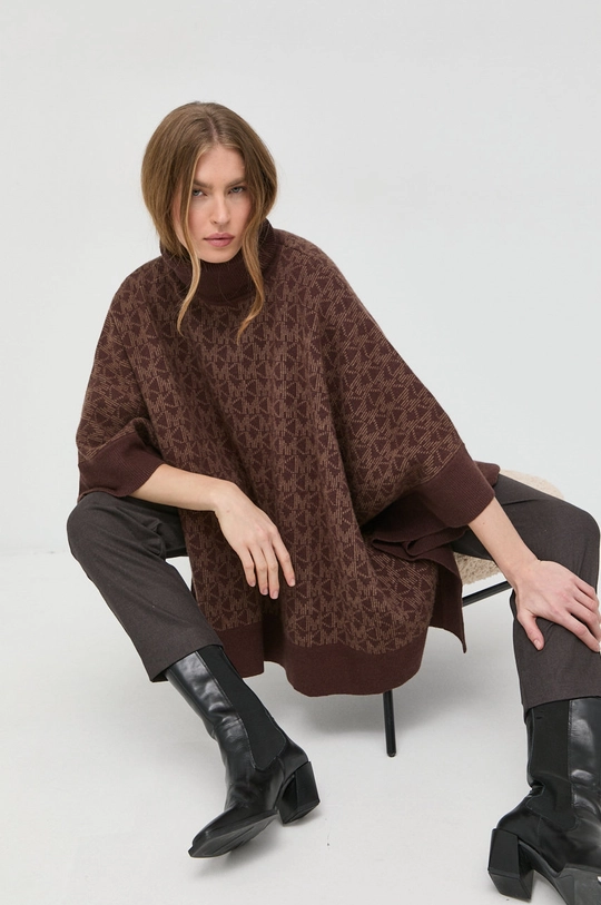 MICHAEL Michael Kors poncho z domieszką wełny brązowy