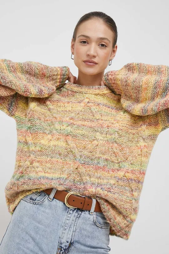 πολύχρωμο πουλόβερ με προσθήκη μαλλιού United Colors of Benetton Γυναικεία