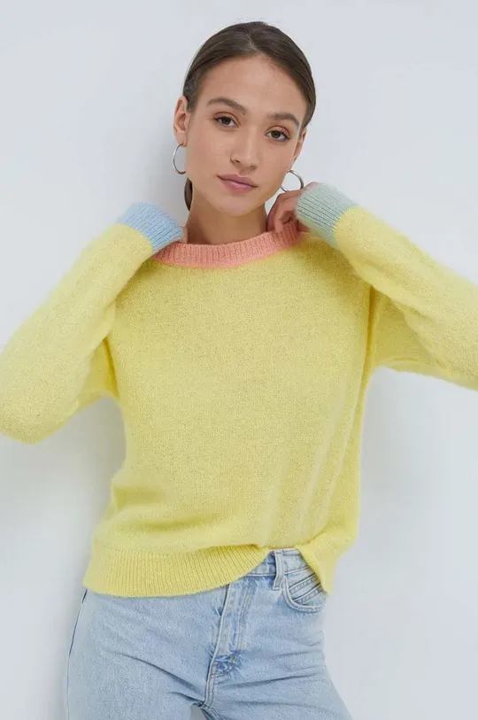 κίτρινο Πουλόβερ με προσθήκη μαλλιού United Colors of Benetton Γυναικεία