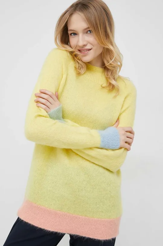 κίτρινο πουλόβερ με προσθήκη μαλλιού United Colors of Benetton Γυναικεία