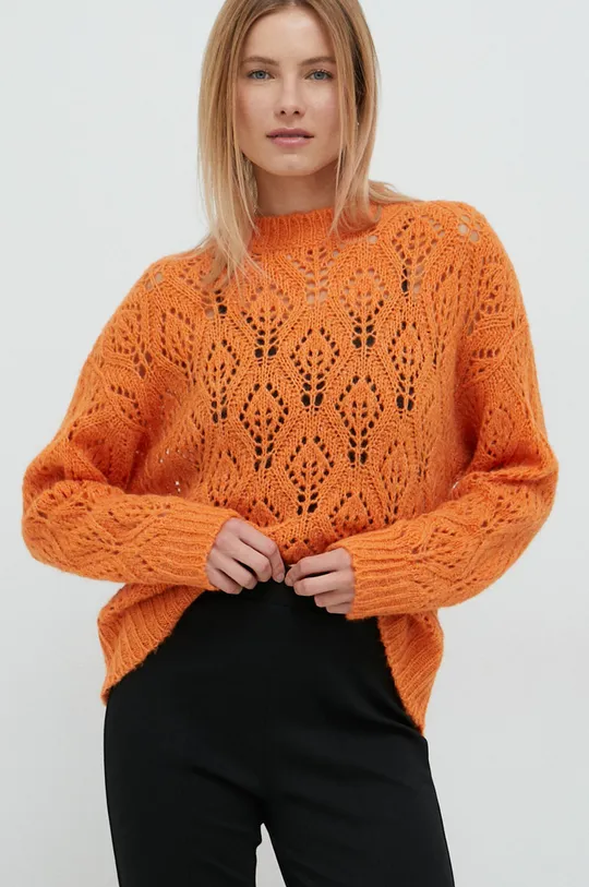 United Colors of Benetton sweter z domieszką wełny pomarańczowy