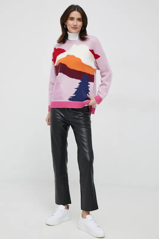 Шерстяной свитер United Colors of Benetton розовый
