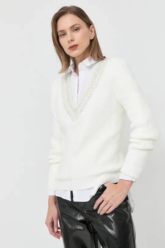 biały Morgan sweter z domieszką wełny MVINCE Damski