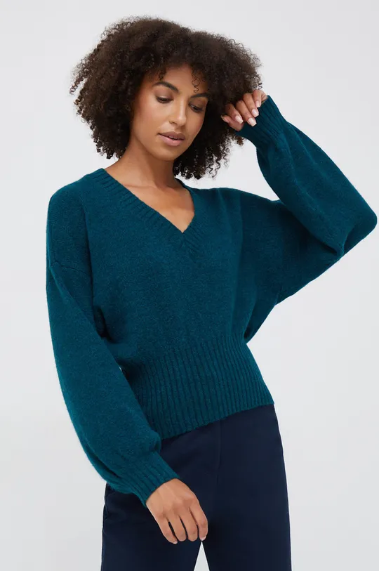 turkusowy Sisley sweter wełniany Damski