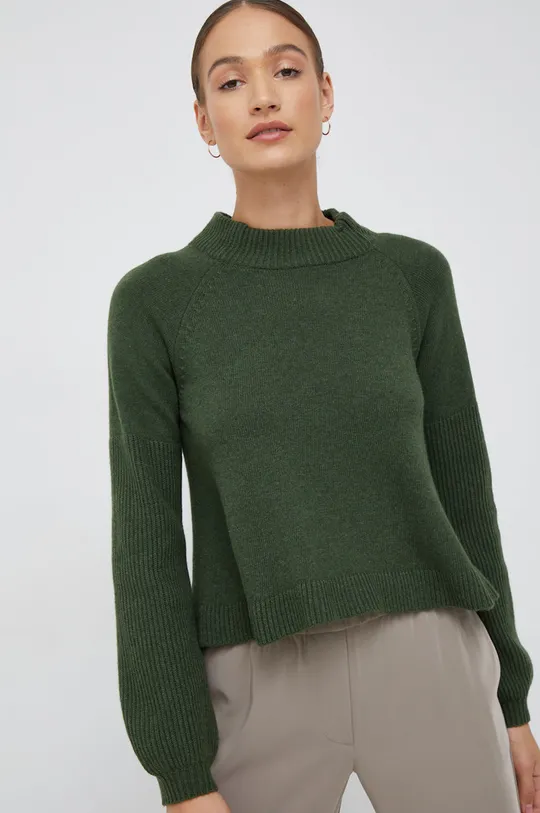 zielony Sisley sweter z domieszką kaszmiru Damski