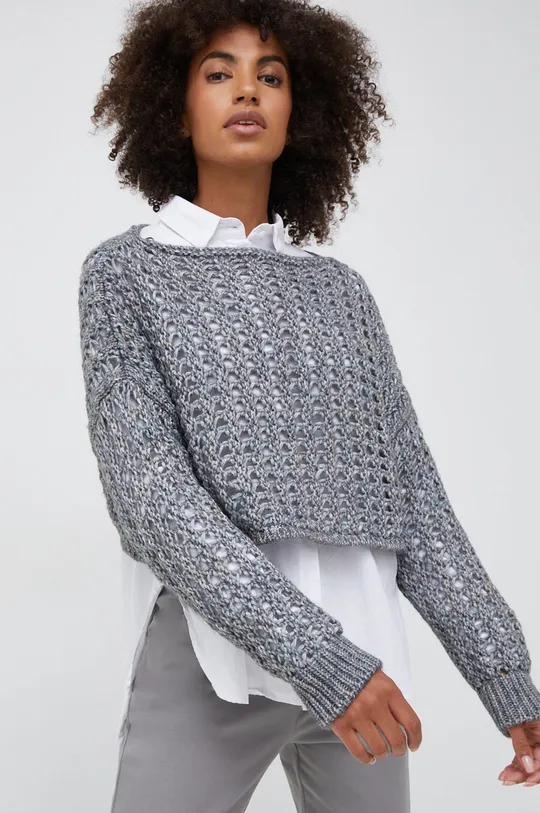 szary Sisley sweter z domieszką wełny