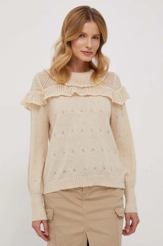 beżowy Sisley sweter z domieszką wełny Damski