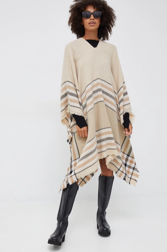 Sisley poncho z domieszką wełny multicolor