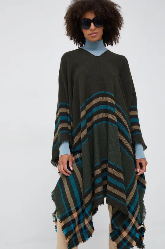 multicolor Sisley poncho z domieszką wełny