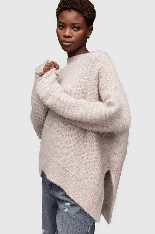 różowy AllSaints sweter wełniany SELENA JUMPER Damski