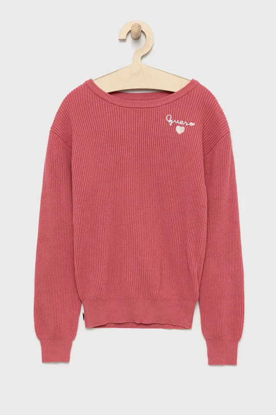 розовый Детский хлопковый свитер Guess Для девочек