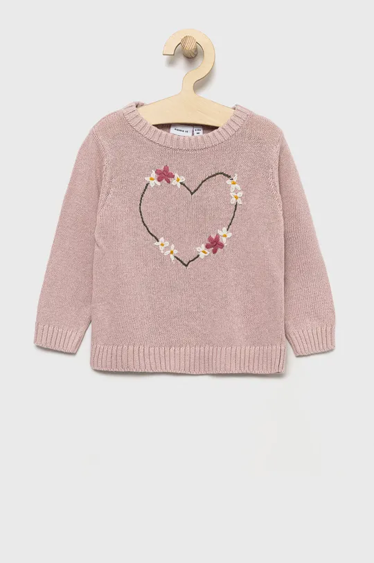 roza Dječji pamučni pulover Name it Za djevojčice